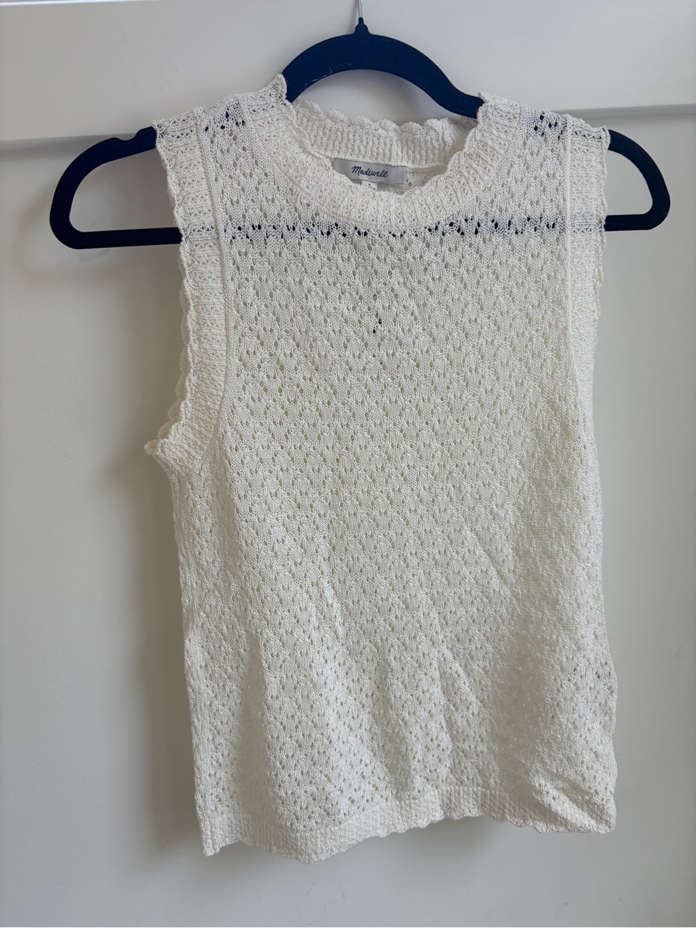 Madewell Cream Eyelet Knit Sleeveless Tank